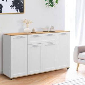 Aparador de madera blanco de 4 puertas y 1 cajón 140 cm