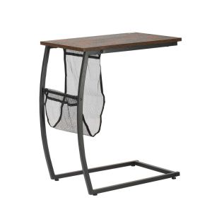 Mesa auxiliar 53x35x64.5 cm mdf, metal y poliéster color marrón Homcom