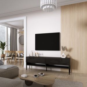 Mueble tv - negro mate/brillante - patas de metal - 170 x 32 x 52 cm