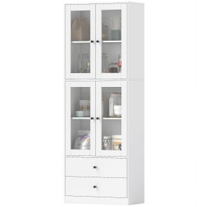 Aparador tablero de partículas blanco 59x30x170 cm