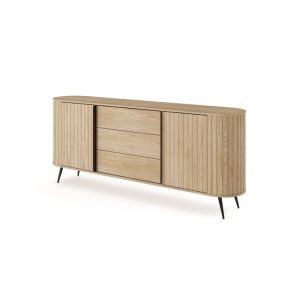 Comoda - 3xe living - cremona - roble de cremona - 3 cajones y puertas corr