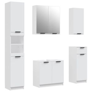 vidaXL juego de armarios de baño 5 piezas madera contrachapada blanco
