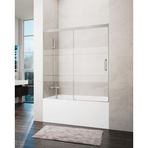 Mampara de bañera frontal + corredera basic 155-160cm serigrafiado niquel