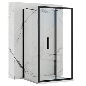 Rea cabina de ducha de pared rapid fold black 80x80, 80x80x195 cm