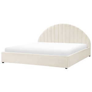 Cama con almacenaje chadenet bouclé blanco crema 180 x 200 cm