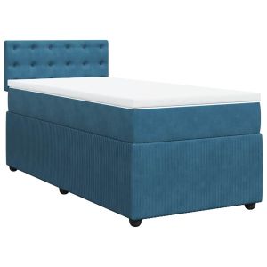 vidaXL cama box spring con colchón terciopelo azul 90x190 cm