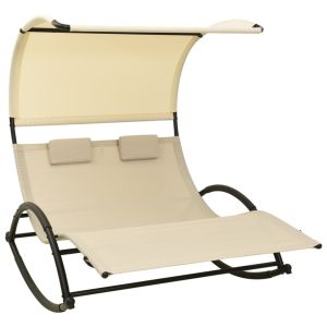 vidaXL tumbona doble con toldo textilene color crema