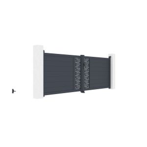Puerta abatible 3,5m arlberg al.120cm aluminio + 2 postes 15x15cm al.166cm