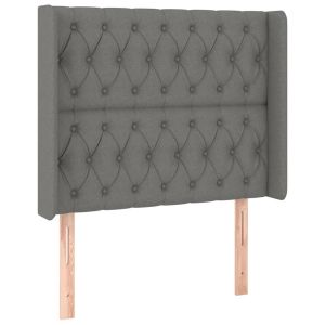vidaXL cabecero con orejas de tela gris oscuro 93x16x118/128 cm