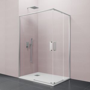 Mampara angular eleven plata 85x70 - 2 fijos + 2 correderas - antical