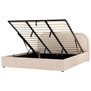 Cama con almacenaje quillien bouclé beige 180 x 200 cm