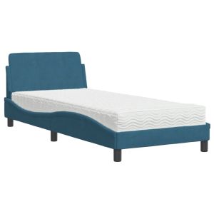 vidaXL cama con colchón dover terciopelo azul 80x200 cm