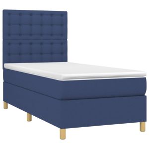vidaXL cama box spring con colchón tela azul 80x200 cm
