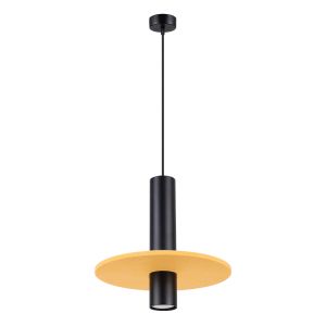 Lámpara colgante pelta 1 amarillo/negro fieltro/acero 30x126x30cm