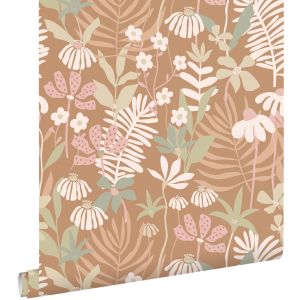 Estahome papel pintado hojas y flores tropicales 50 x 900 cm 130996