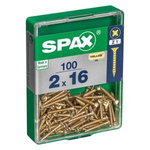 Caja 100 unid. Tornillo madera spax cabeza plana yellox 2,0x16mm