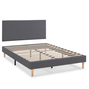 Base tapizada + cabecero aura 140x200 cm  gris oscuro