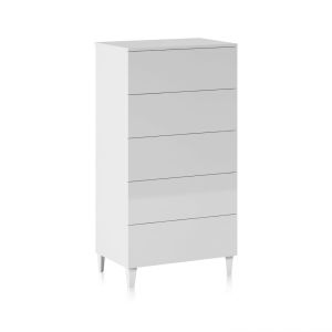 Cómoda chifonier compacta de 5 cajones 61x117 cm loft blanco brillo