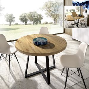 Mesa comedor extensible 110 redonda patas metalicas. Grosor sobre 50 mm - n