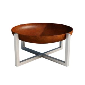 Brasero contemporáneo quadra, acabado en acero corten/acero inoxidable