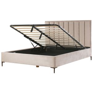 Cama con almacenaje sezanne terciopelo gris pardo 180 x 200 cm