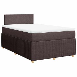 vidaXL cama box spring con colchón tela marrón oscuro 120x190 cm