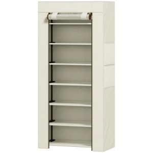 Zapatero 60x30x126 cm acero, tela no tejida color beige Homcom