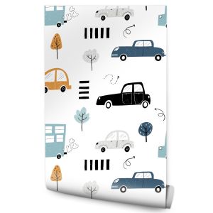 Papel Pintado Coches Coloridos Autos Para Niños No Tejido 53cm x 10m