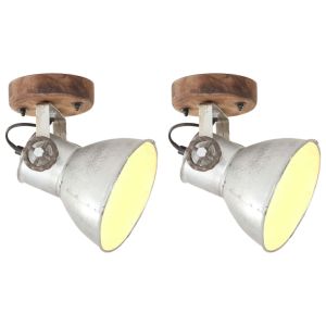 vidaXL lámparas de pared/techo industrial 2 uds plateada 20x25 cm E27