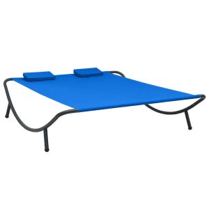 vidaXL tumbona de exterior de tela azul