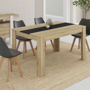 Mesa de comedor rectangular negra para 6 plazas de 140 cm