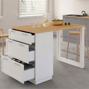 Isla central moderna blanca de madera - 130 cm