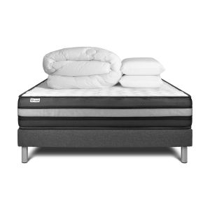 Pack cama completa - colchón 180x200cm + somier con láminas (kit) + 2 almoh