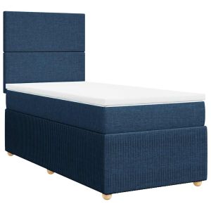 vidaXL cama box spring con colchón tela azul 100x200 cm