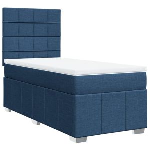 vidaXL cama box spring con colchón tela azul 100x200 cm