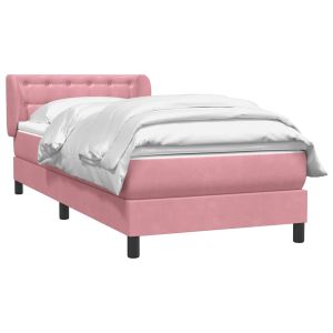 vidaXL cama box spring con colchón terciopelo rosa 80x220 cm