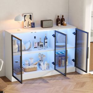 Vitrina con LED y 2 puertas blanca 73x120x30cm