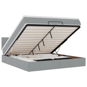 vidaXL cama otomana con colchón y LED tela gris claro 180x200cm
