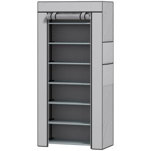 Zapatero 60x30x126 cm acero, tela no tejida color gris Homcom