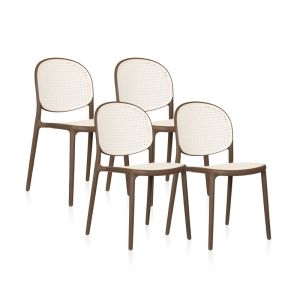 Pack 4 sillas de exterior 45x45 cm klux taupé - rattan