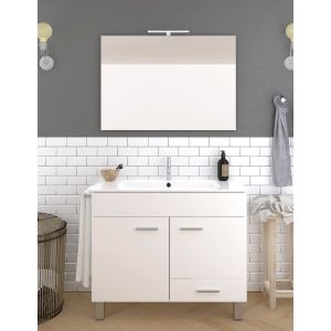 Mueble de baño samos, lavabo y espejo 60x45cm blanco
