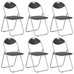 Sillas de comedor plegables 6 unidades cuero sintético negro qweo6345