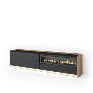 Mueble tv, 207x37x50cm, chimenea eléctrica, LED rf4846
