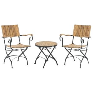 Conjunto de balcón plegable lascari madera de acacia marrón claro