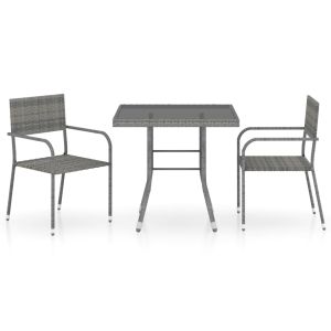 vidaXL set comedor jardín 3 pzas ratán sintético gris antracita y gris