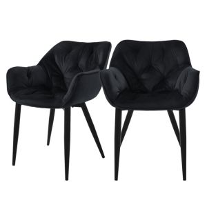 2x sillas de comedor negra tapizado funda terciopelo ergonómicos