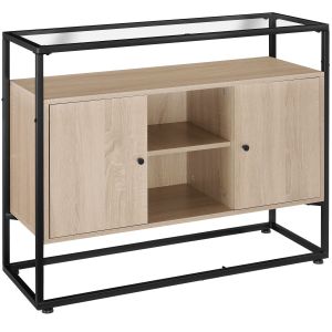 Aparador de estilo industrial 3 estantes 100x38x80,5 cm madera clara
