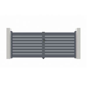 Pack puerta batiente vogel 4m h.160cm + puerta peatonal 1m h.160cm gris