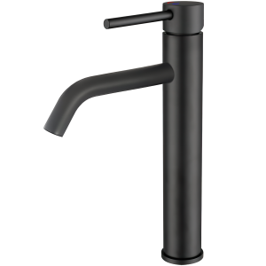 Valaz grifo de lavabo alto pica negro mate apertura agua fría redondo