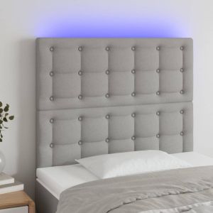Cabecero con luces LED tela gris claro 90x5x118/128 cm eso4375